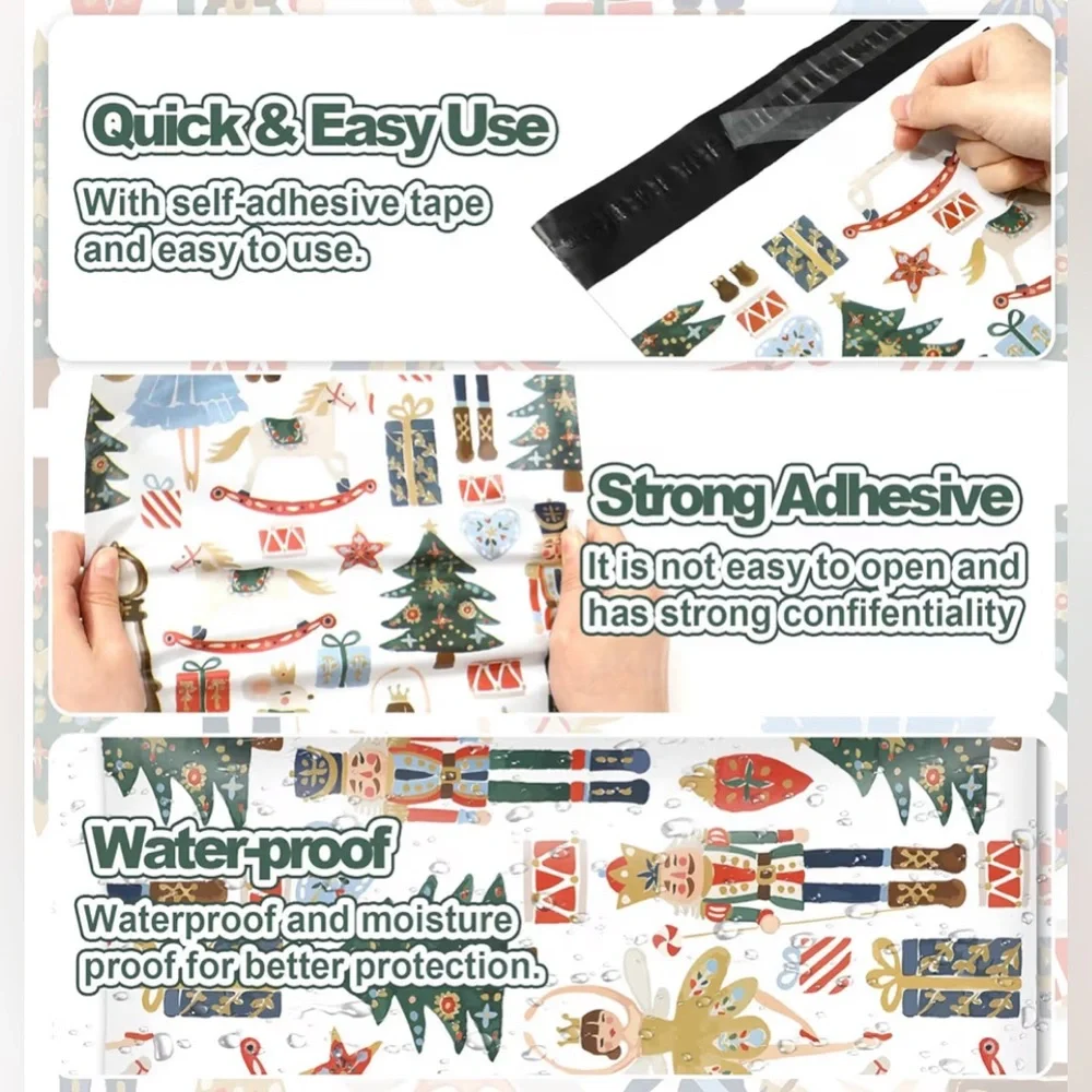 20 Pack 10x13 Nutcracker Christmas Poly Mailers
